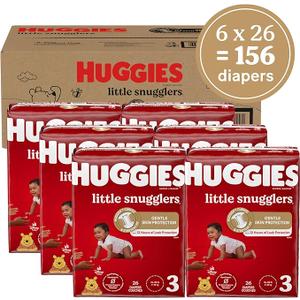Baby Diapers Size 3 (16-28 lbs), 156ct, Huggies Little Snugglers, White
