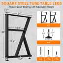 TOCRETOARE Metal Table Legs Heavy Duty, 30”H x 24”W, Metal Furniture Legs for Dining Desk Bench and Coffee Table, Industrial Black DIY Iron Bench Legs, Set of 2