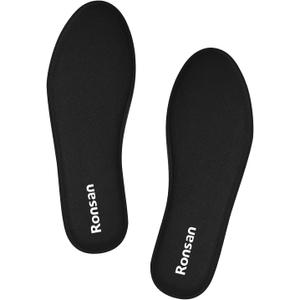 4 x Ronsan Memory Foam Insoles for Women - Comfort Replacement Shoe Inserts for Running Shoes, Sneaker, Work Boot, Hiking Shoes, Cushioned Shock Absorbin Shoe Insoles, Black US 8.5
