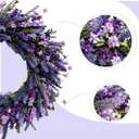26 Inch Purple Lavender Flower Wreath for Front Door, Spring Summer Forsythia Lavender Flowers Wreath for Indoor and Outdoor Decor, Rustic and Farmhouse Purple for Home
