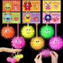 24pack Valentines Day Cards Gifts for Kids Classroom LED Puffer Balls Bouncy Light Up Ball for Valentines Party Favor Toddlers Kids 4-12 Student Class Treats Valentine Goodie Bag Stuffers Treat Bulk