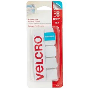 VELCRO Brand "VELCRO Brand - Removable Mounting Squares, Damage-Free Decorating, 3/4"", Pack of 8" (95190)