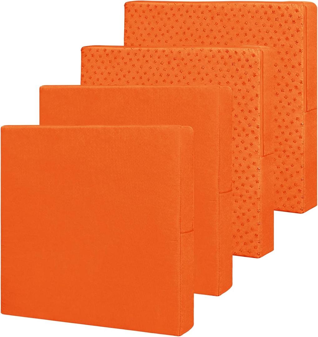 Easy-Going Waterproof Patio Cushion Covers 22x20x4 inch 4 Pack Replacement Non-Slip Outdoor Seat Cushion Slipcover with Zipperr, Orange