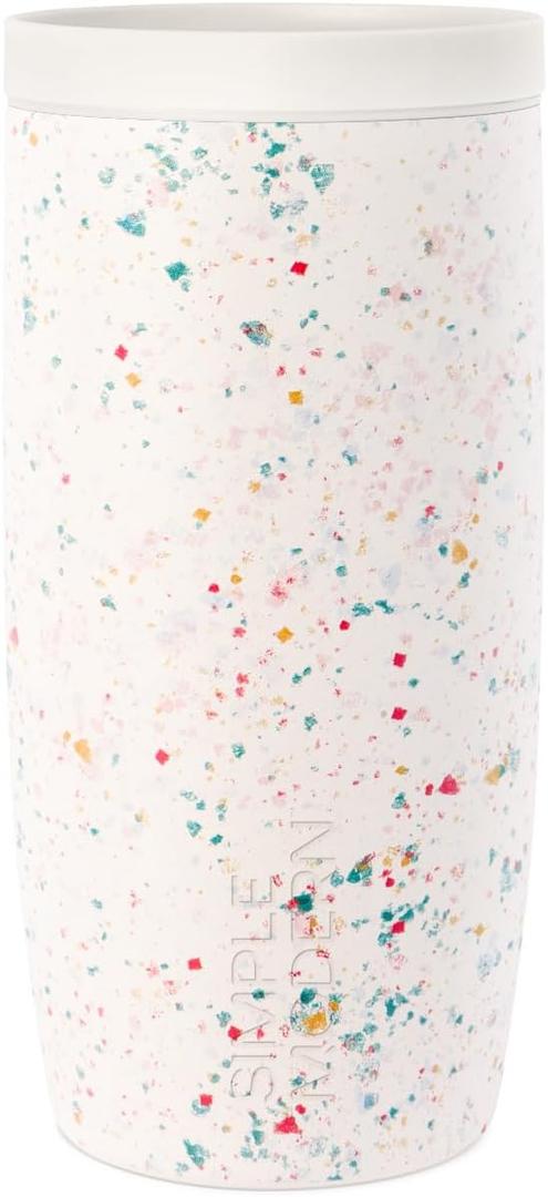 Simple Modern Travel Coffee Mug Tumbler with 360 Lid | Ceramic-Lined Insulated Stainless Steel Cold Brew Iced Coffee Cup | Gifts for Women Her Him | Voyager Signature | 16oz | Cream Terrazzo