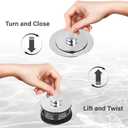 Universal All Metal Lift & Turn Black Bathtub Drain Kit with Fine/Coarse Thread Conversion Twist Trim Kit Assembly,Chrome Polished Tub Drain and Overflow Kit with 2-Hole Overflow Faceplate