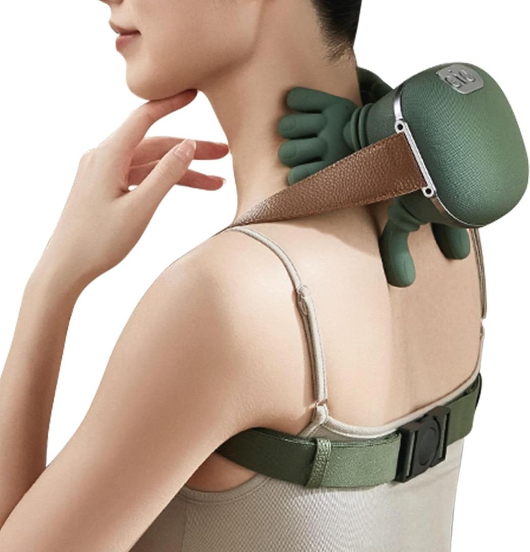 Neck Massager for Pain Relief Deep Tissue with Fingers, Bionic Portable Cordless Electric Shiatsu Shoulder Massage with Heat and Compression