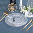 FLOWERCAT 100PCS Clear Plastic Plates - Heavy Duty Plastic Plates Disposable -Straw hat plate for Christmas party &Wedding & New Year - Serve for 50guests party(10inch & 7inch)(Clear)