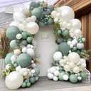 Sage Green White Balloon Garland Double Stuffed Dusty Green White Pearl Balloons Olive Pastel Balloon Arch Kit for Baby Shower Bridal Shower Birthday Baptism Graduation Party Decorations