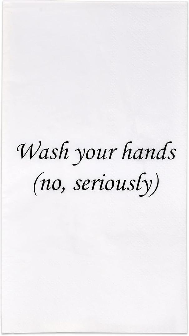 Gift Boutique 100 Funny Bathroom Guest Napkins Disposable Paper Pack Wash Your Hands No Seriously Dinner Hand Napkin for Powder Room Wedding Holiday Anniversary Bridal Shower Party Decorative Towel