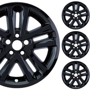 18" Gloss Black Wheel Skin Set Made for Ford Explorer (2011-2018) | Bolt-On Style | Durable ABS Plastic Cover Hubcap | Fits Directly Over OEM Wheel