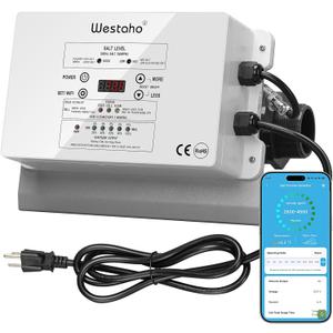 WiFi Salt Chlorine Generator, Westaho Salt Chlorination System with USA Titanium Cell, Real-Time Monitoring & App Control, for Above Ground Pools Up to 15,000 Gallons, Compatible with Intex Pool