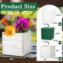 Dandat 18 Sets 4 Inch Wooden Cube Planter Boxes for Centerpiece Flower White Wood Rustic Square Vase with Removable Plastic Liner Floral Foam Block for Garden Wedding Home Arrangement Decor, 4.02 x 4.02 x 3.54 Inch