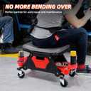 YITAHOME Mechanic Stool 330 LBS with Wheels, Heavy Duty Rolling Mechanics Seat, Rolling Tool Seat for Automotive Auto Repair, w/Fabric-Covered Sponge, Black Red