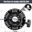 Recoil Starter Assembly Replacement for Kohler 17-165-02-S 1716502-S, Fits CH260 CH270 Engine, Pull Start Recoil Starter, Easy Install