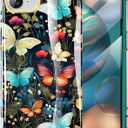Hocase for iPhone 17e Case/iPhone 16e Case, (with Built-in Screen Protector) Shockproof Slim Soft TPU+Hard Plastic Full Body Protective Case for iPhone 17e/16e 6.1" - Butterflies in Garden