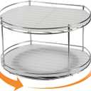 J JACKCUBE DESIGN 2 Tier Lazy Susan Turntable Cabinet Organizer - Rotating Spice Rack Storage Container - Medicine Storage Holder for Cabinets, Pantry, Fridge, Countertops - MK533A (Steel)