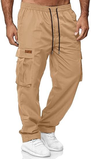 XL HOTake Men's Casual Cargo Sweatpants Waist Drawstring Joggers Hiking Tactical Pants for Men with Pockets