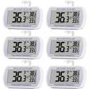 6 Pack Digital Refrigerator Thermometer Fridge Freezer Room Thermometer Waterproof Large LCD Display Max/Min Record Function, White