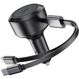 A2C Retractable Car Charger, 2 in 1 USB C Fast Charging Car Charger Adapter