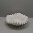 Braxio White Decorative Bowl  Resin Ruffle Bowl for Entryway, Dining Table Centerpiece, Fruit or Key Holder for Modern Home Decor, 12 Inch Art Deco Style