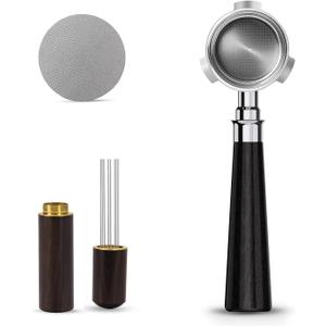 51mm Bottomless Portafilter 3 Ears with Puck Screen & WDT Tool, Stainless Steel Filter Basket, Compatible with Delonghi Dedica EC680/685/885, SMEG ECF01 & EUPA Espresso Machines