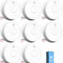SITERWELL Smoke Detector, Hardwired Interconnected Smoke Detector, Photoelectric Smoke Alarm with 9V Backup Battery, Fire Alarm with Test/Silence Button, UL217-10th Listed, GS562A, Pack of 8 (White)