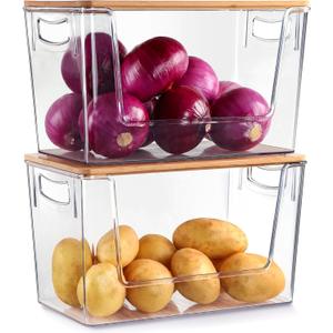 2 PACK Pantry Organizers and Storage Stackable Kitchen Countertop Organizers for Onion, Potato, Garlic, Fruit, Produce, Vegetable
