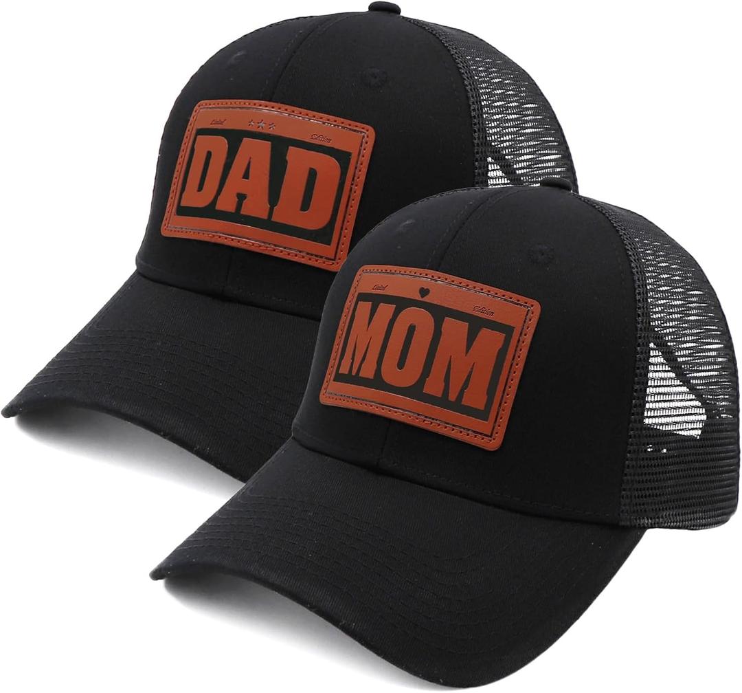 Folouse Gifts for Dad from Daughter, Dad Birthday Gifts Adjustable Hat, Perfect Present for Awesome Daughter Trucker Hat (Mom and Dad Hat Black)