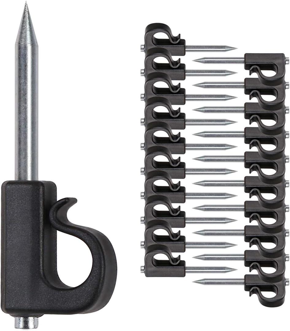 SELEWARE 20 Pieces Q-Hanger, Home Christmas Lights Hanger Hooks for Easy Release Outdoor Wire and Fairy Lights, Heavy Duty 40 LB Capacity (Black)