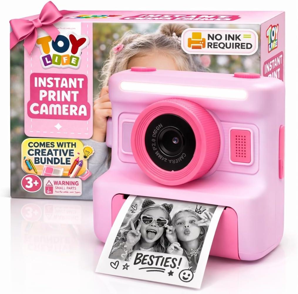 Instant Print Camera for Kids,2.4 Inch Screen Kids Instant Cameras, Christmas Birthday Gifts for Girls Age 3-12, Portable Toddler Toy for 3 4 5 6 7 8 9 10 Year Old Girls Boys Pink