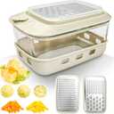 Cheese Grater with Container and Lid,Glass Food Storage Box with Silicone Sleeves,Hand Chopper Graters,for Ginger, Vegetables, Butter, Chocolate & Nutmeg,for Microwave, Dishwasher, Oven