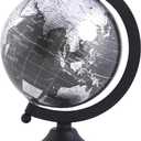 Rely+ 5" World Globe With Sturdy Metal Stand (NOT PLASTIC!) - Desktop Globes For Home Desk Table Office Decor - Book Shelf Decor Globe - 5 Inch - Metallic Black