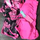 Aqua Eve Tankini with Shorts  2 Piece Tummy Control Swimsuit VWire Tank Top with Boyhorts 2025 Ladies Bathing Suit with Side Pockets Pink Floral XXLarge