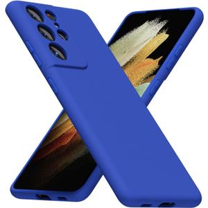 LoeoeL for Samsung Galaxy S21 Ultra Phone Case Silicone, Minimalist Ultra Thin Slim Soft Rubber Gel Solid Color Matte TPU Cute Case for Women Men, Girly Aesthetic Design & Camera Cover, Royal Blue