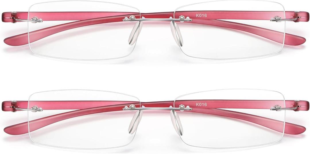 Bhigh 2 Pack Reading Glasses Blue Light Reading Glasses men's reading glasses for women Frameless Computer Reading Glasses +1