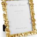 Cuspin Gold 8x10 Picture Frame, Vintage Ornate Picture Frames Leaf Textured Hand-Crafted Resin with Glass Front, Antique Photo Frame for Tabletop Display, Retro Design Home Decor