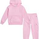 Champion Girls Hoodie and Sweatpant Set for Kids Athletic Fleece Sweatsuit, Size: 5