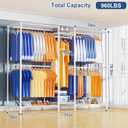 Ulif E12 Pro Clothes RackHeavy Duty Freestanding Garment Rack with ShelvesMetal Clothing Closet Storage System for Hanging Clothes71" W x 16" D x 76.5" H, Hold 960 lbsWhite