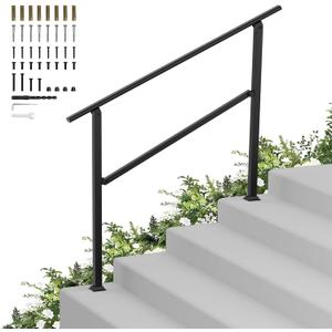 Hand Rails for Outdoor Steps-Adjustable Angle 4-5 Steps Stair Handrail-Galvanized Alloy steel-600 lb LC-Indoor Stair Railing Kit-Waterproof Exterior Porch Railing-Deck HandRail for Concrete Wood Step