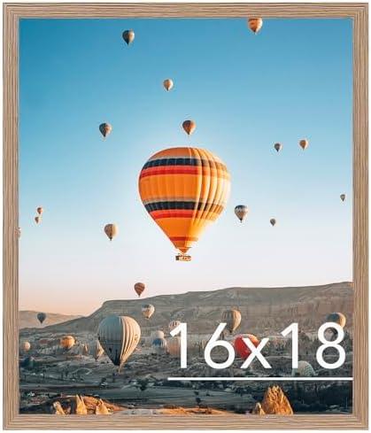 JCJMY Rustic Brown 16x18 Picture Frame for Poster Photo, Horizontal and Vertical Formats, Wall Hanging, 16 x 18 Wall Gallery Frame