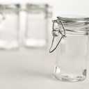 Set of 12 Small Glass Jars with Glass Lids and Metal Bails
