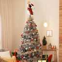Dog Christmas Tree Topper with Hat Glitter Star & Wings Xmas Tree Ornament Brown Puppy Winter Holidays Home Decor