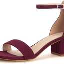PARTY Women's Open Toe Ankle Strap Low Block Chunky Heels Sandals Size 10