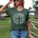 Easter Shirt Women Cute Bunny T Shirt Happy Easter Shirts Rabbit Graphic Easter Gift Tees Holiday V Neck Tops (S)