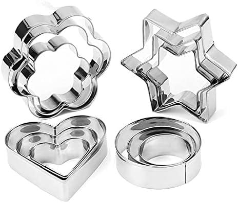 iPstyle Metal Cookie Cutters Shapes Set, 12pcs Different Frames Fondant Cutter Molds for Cakes, Biscuits and Sandwiche, Professional Baking Dough Tools And Donut Cutter Ring Molds (DIY-12Pcs)