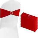 BOUBONI Red Chair Sashes 25 Pack Spandex Stretch Chair Band Sashes with Buckles for Folding Chairs Wedding Party Reception Baby Shower Events Banquet Decorations