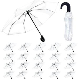 10/20 Pack Clear Wedding Umbrellas Bulk, Portable Auto Open Close Transparent Design, Durable High-Visibility Folding Rain Umbrellas for Photography, Party, Travel, Golf, Outdoor Events