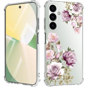 for Samsung Galaxy A26 Case Flowers [Buffertech 6.7ft Military-Grade Drop Protection] [Anti Peel Off Tech] Clear TPU Bumper 5G Phone Case Cover DesignCherry Blossoms