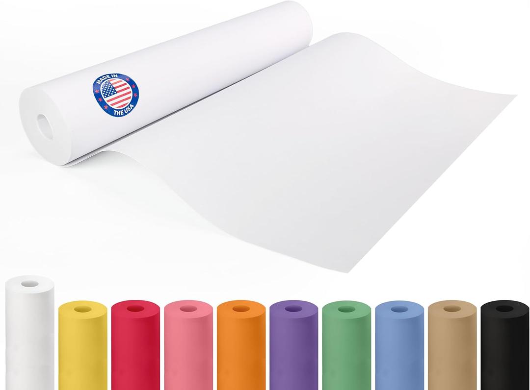 Extra White Offset Kraft Paper Roll 18" x 1200" (100 ft) USA-Made 50lb Premium Eco Paper, Brighter-Than-Standard White Ideal for Packing, Wrapping, Arts & Crafts, School Projects by IDL Packaging