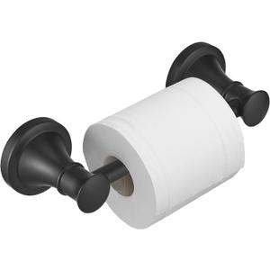 BESy Wall Mounted Toilet Paper Roll Holder Rustproof Toilet Tissue Holder Bathroom Flexible Pivoting Handle Tissue Roll Holder, Matte Black, Stainless Steel
